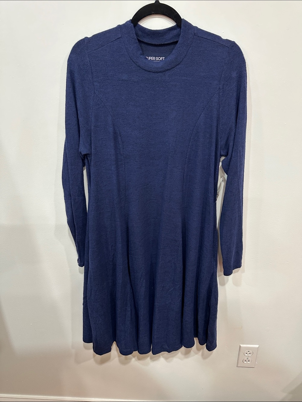 Super Soft Navy Long-Sleeve Swing Dress